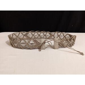 J Crew Woven Macrame Festival Belt ~ Size Small ~ Gray Greige Neutral